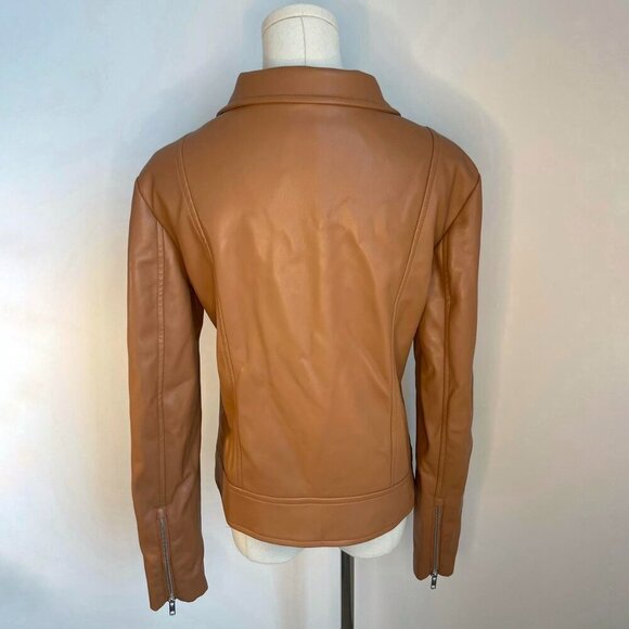 Susana Monaco Faux Leather Biker jacket in Camel Brown | Women’s Size Samll - Picture 3 of 4
